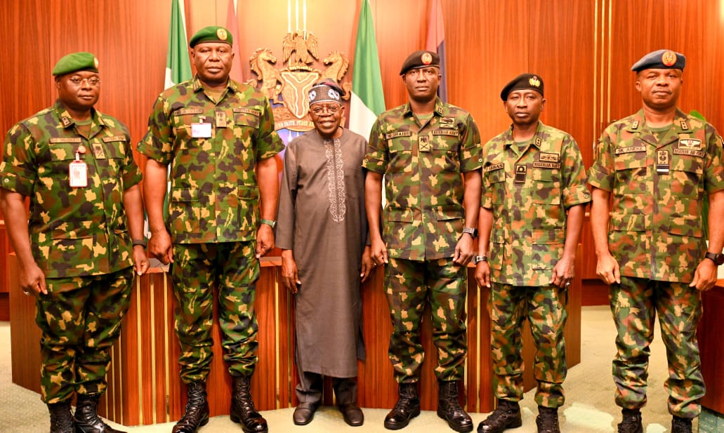 Tinubu holds first talks with new Service Chiefs in Aso Rock